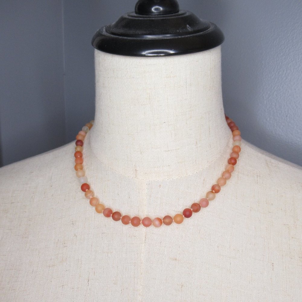 Hand knotted matte Natural Carnelian gemstone necklace